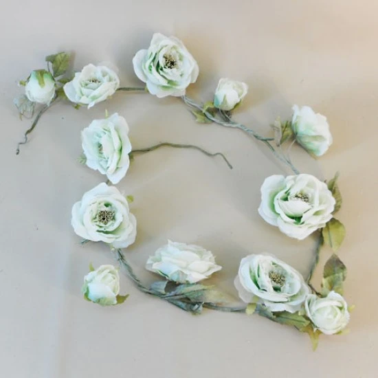 Vintage Artificial Rose Garland Green 140cm - R238 FF2