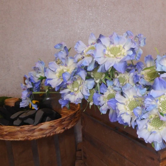 Premium Silk Scabious Flowers Blue | Artificial Scabiosa - S110 