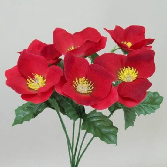 Silk Hellebores Bunch Red - 13X009 BAY1C