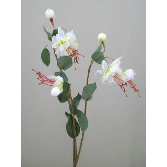 Silk Double Fuchsia Stem Ivory 50cm - F026 H3