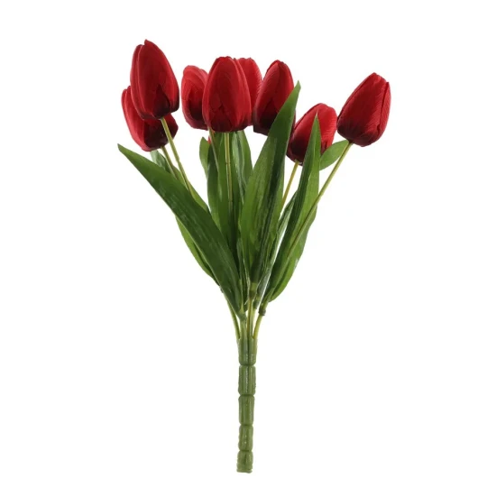 Artificial Tulips Bouquet 8 Stems Red 38cm - T008