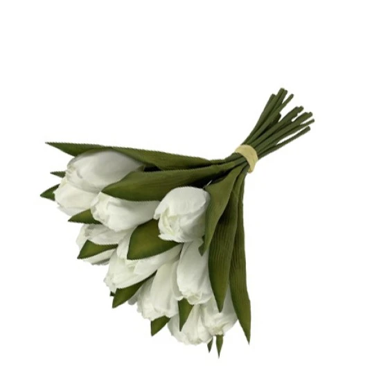 Artificial Tulips Bundle 18 Stems White 30cm - T045 KK3