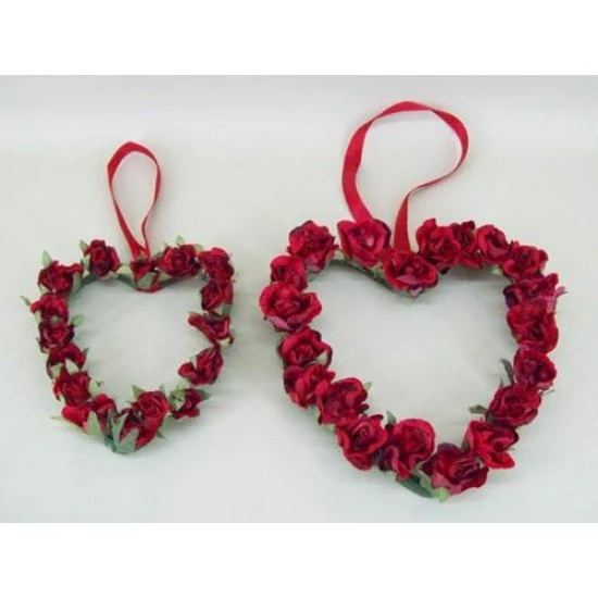 Vintage Rose Bud Hearts x 2 Red - R124 LL4