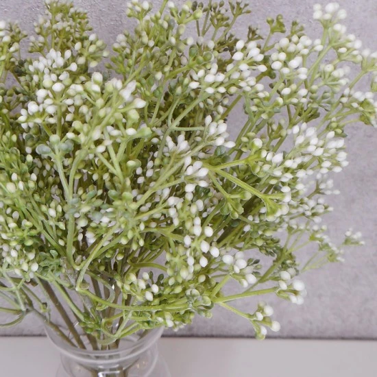 Short Stem Artificial Wax Flower Buds White 36cm - W069 II1