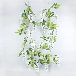Artificial Flowers Cream Wisteria Garland 210cm - W043 T2