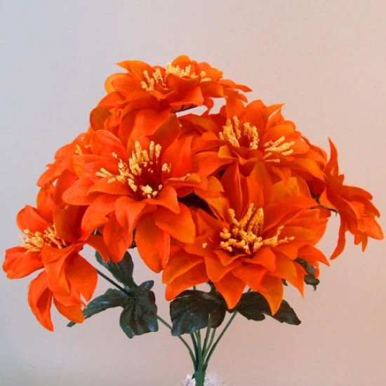 Artificial Zinnias Bouquet Carnival Orange 35cm - Z034 S4