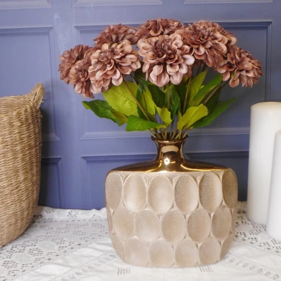 Artificial Zinnias Caramel Latte 46cm - Z005 T3