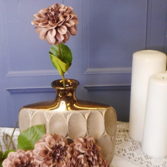 Artificial Zinnias Caramel Latte 46cm - Z005 T3