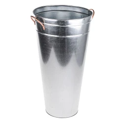 45cm Galvanised Flower Vase with Copper Handles - GAL006