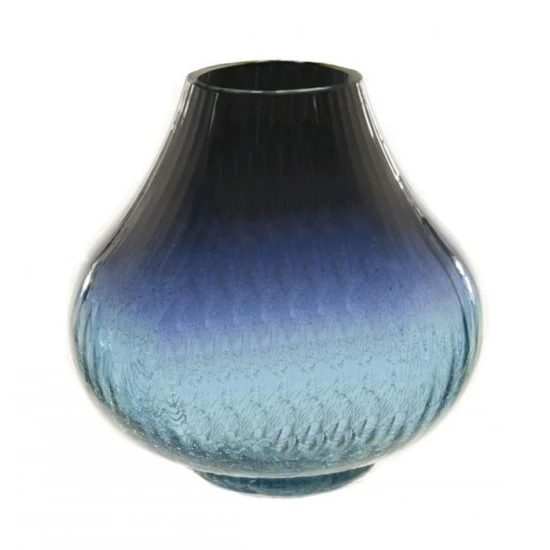 Blue Crackle Glass Flower Vase 20cm *SECONDS* - GL093 9E