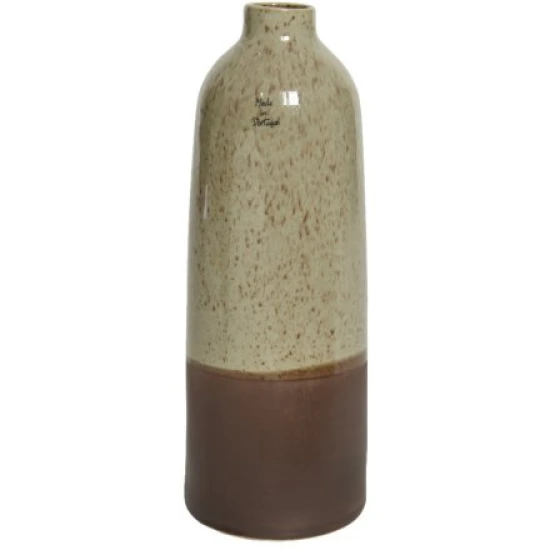 Glazed Earthenware Bottle Vase Beige 27cm - VS080 3C