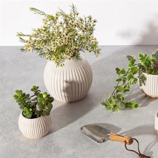 Grooved Vase Off White 16cm - VS028 1A