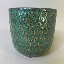 Nazare Ceramic Plant Pot Cover Green 13cm - POT013 1B