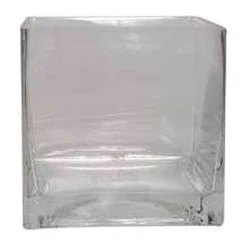 10cm Clear Glass Cube Vase - GL001 3A