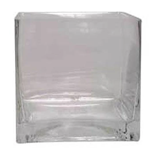 10cm Clear Glass Cube Vase - GL001 3A