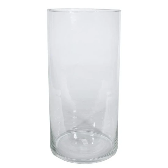 40cm x 20cm Clear Glass Cylinder Vase Hot Cut - GL073