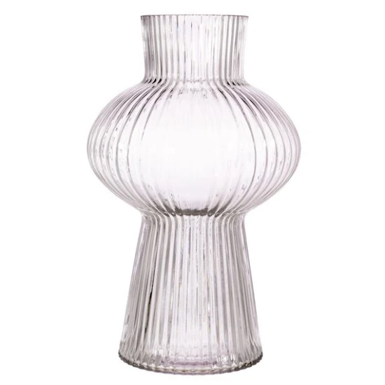 Shapely Fluted Glass Vase Clear 35cm - GL061 11A