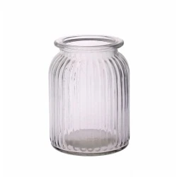 Ribbed Glass Vase 14.5cm Straight Sides - GL048 3E