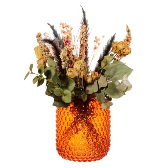 Amber Glass Bobble Vase 20cm - GL034 5D