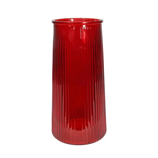 Ribbed Glass Astrid Vase Red 32cm - GL100 8A