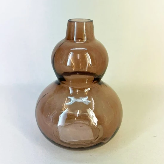 Bulbous Glass Vase Caramel Brown 15cm - GL042 9B