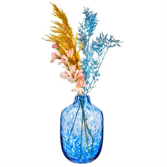 Large Blue Speckled Glass Vase 25cm - GL044 3D