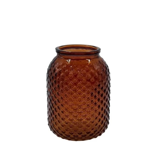 Honey Brown Glass Bobble Vase 12cm - GL017 6A