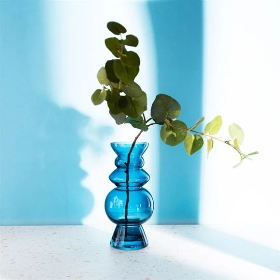 Selina Glass Vase Blue 17cm - GL053 1C