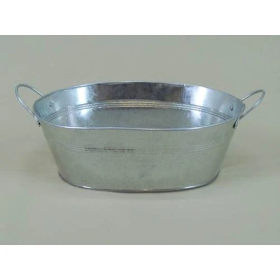 Galvanised Oval Flower Bowl 26cm - GAL005 