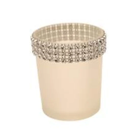 Glass Votive Candle Holder White Sparkle - GL011a 5C
