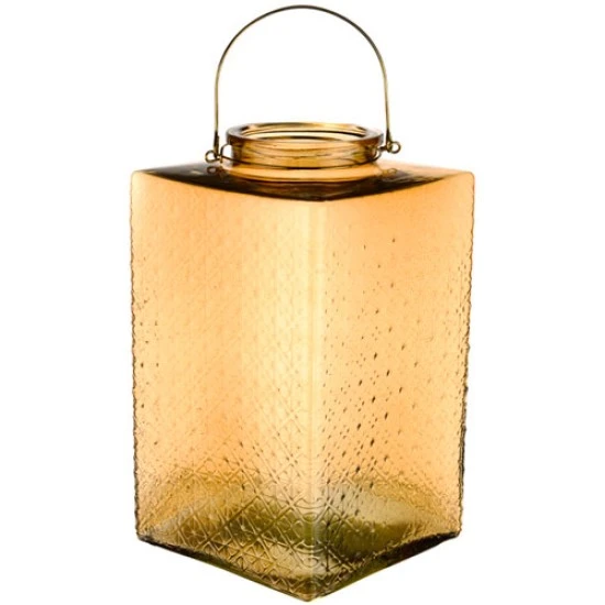 Large Pressed Glass Hurricane Lantern Gold 35cm - GL142 4B