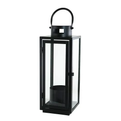 Black Lantern with Glass Panels 46cm - LAN009 5A