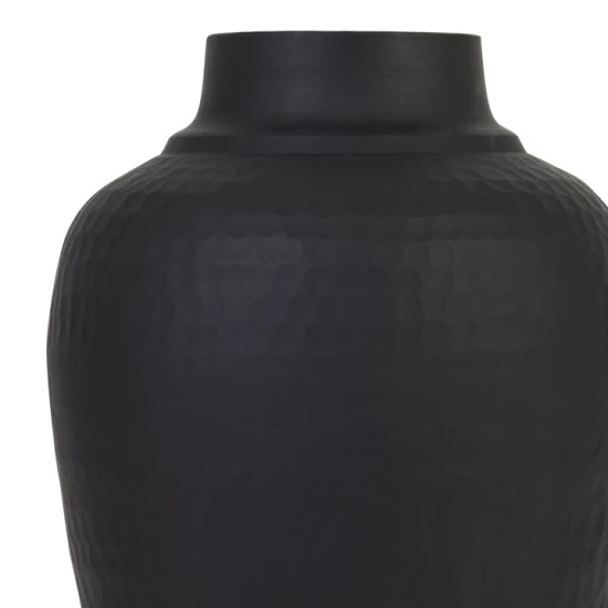 Matt Black Hammered Vase with Lid 41cm - LUX055 5D