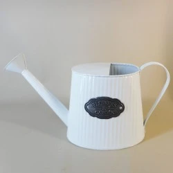 Ornamental Tin Watering Can White 20cm - TIN008 10A