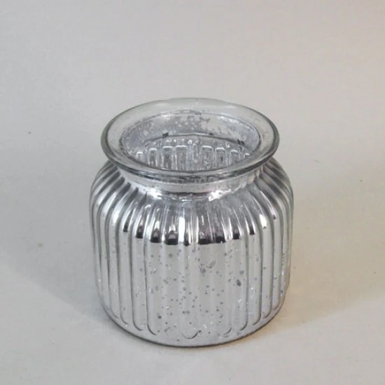 Silver Ribbed Mercury Glass Flower Vase 10cm - GL133 5E