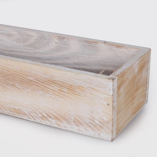 White Washed Wooden Trough 52cm -  BOX010 BC