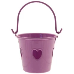 Purple Tinware Metal Buckets with Hearts for Wedding Favours - TIN003 7C