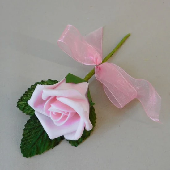 Colourfast Foam Rose Boutonniere Buttonhole Pale Pink - R462 T2