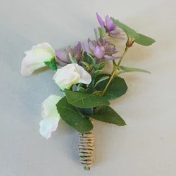 Honister Faux Flowers Boutonniere Mauve Purple - HON006