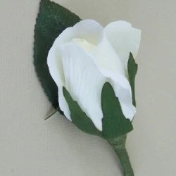 Ivory Silk Rose Bud Boutonniere Buttonhole - BR009c