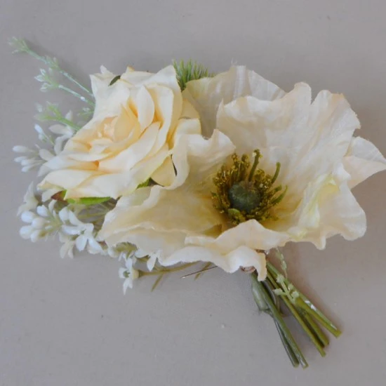 Sweet Vanilla Poppy Buttonhole - BH014