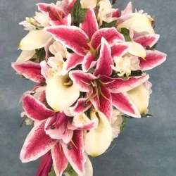 Silk Flower Wedding Shower Bouquet Stargazer, Calla and Freesia - BD021