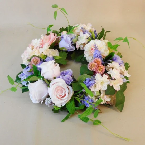 Longlands Faux Flowers Wreath Pink Lavender - LON024