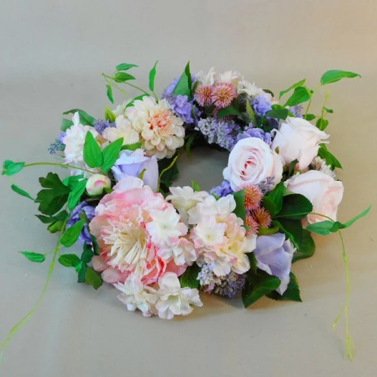 Longlands Faux Flowers Wreath Pink Lavender - LON024