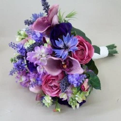 Artificial Flowers Wedding Bouquet Pink Purple - ABB004