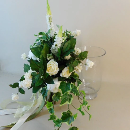 Loweswater Faux Flowers Wedding Bouquet Bride Cream - LOW001