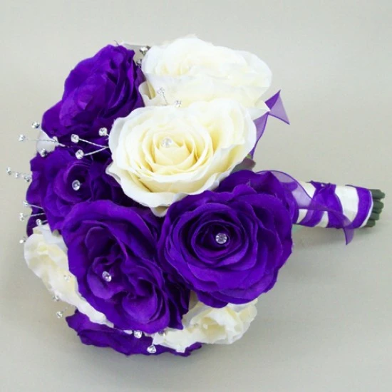 Purple And Cream Rose Wedding Bouquet - ADEC07