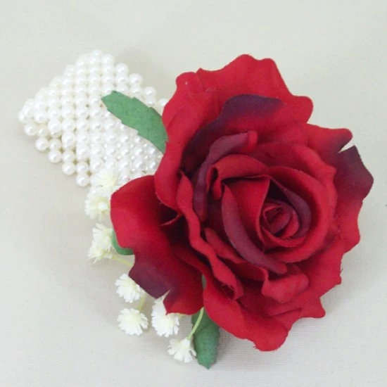 Wrist Corsage Red Silk Rose - WCOR014