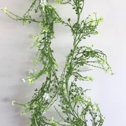 Artificial Wild Flowers Garland White Green 180cm - W057 EE4